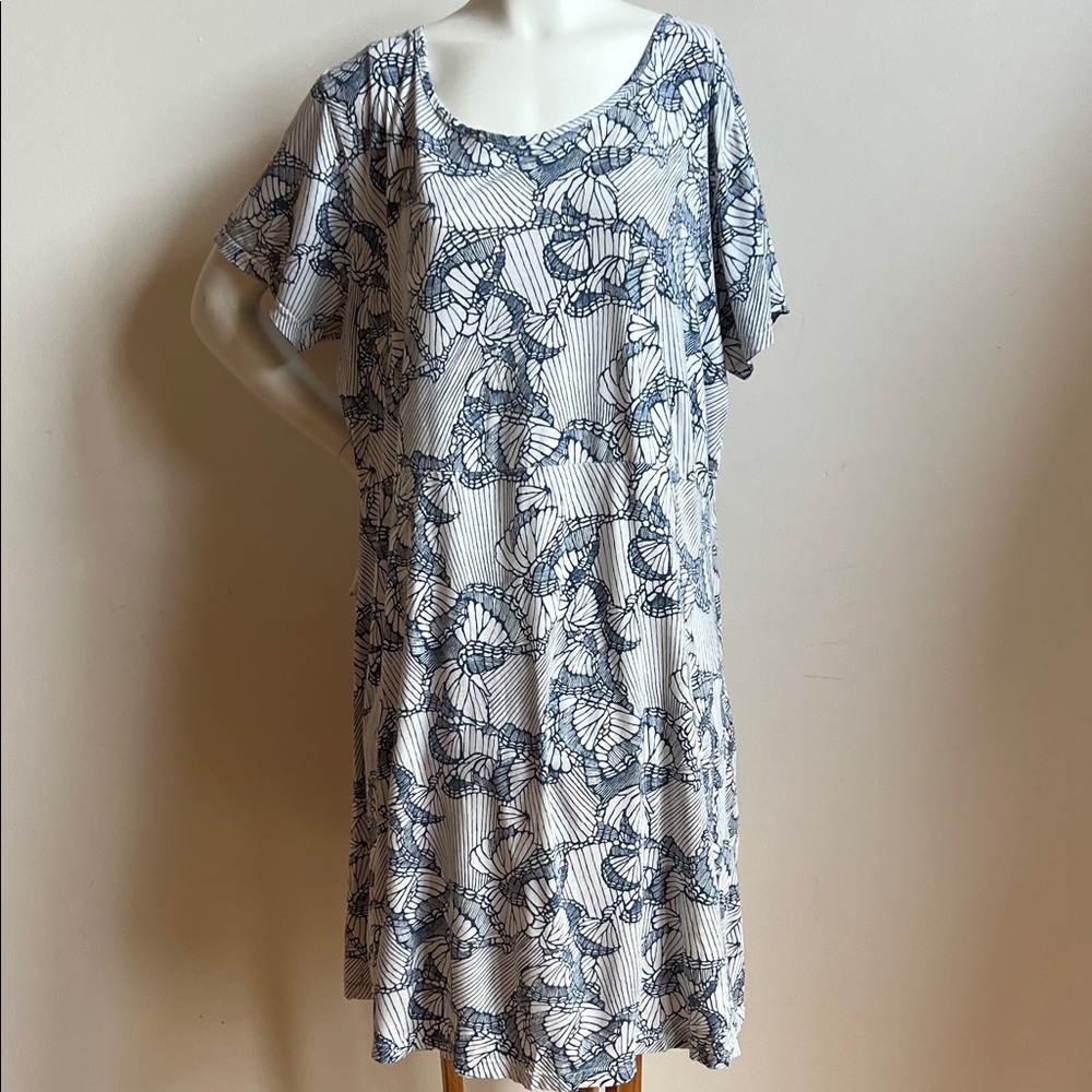 Fresh Produce Navy and White patterned Midi Dress